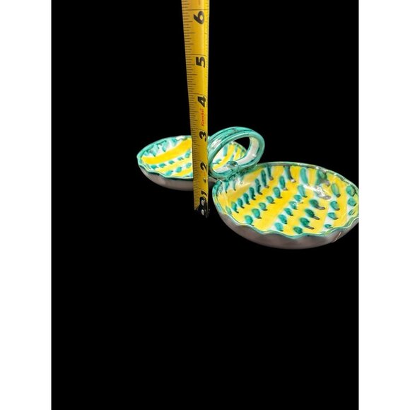 Fratelli Fanciullacci ? Pottery Divided Dish Condiment Olive Green Yellow Italy - Picture 13 of 14